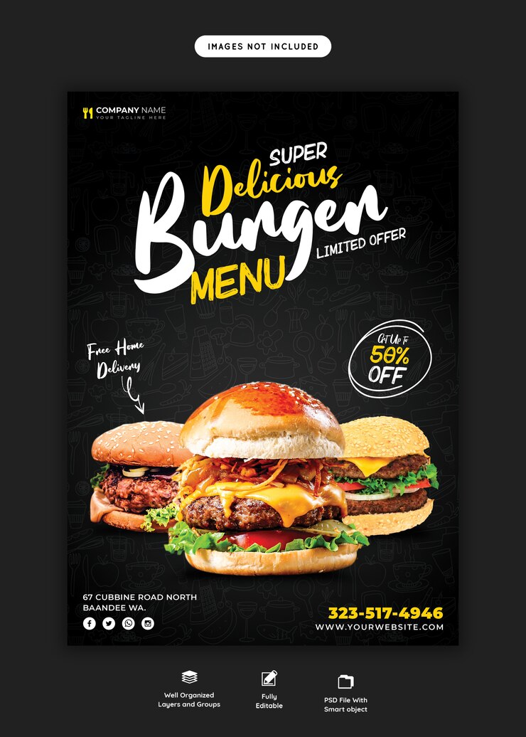 PSD eten menu en restaurant folder sjabloon