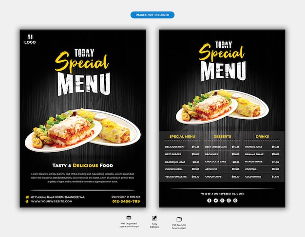 PSD eten menu en restaurant folder sjabloon