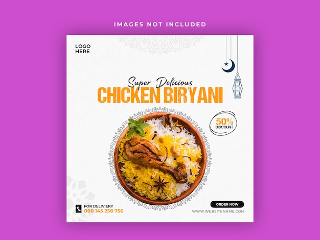 Eten menu en restaurant social media instagram en facebook postsjabloon premium psd