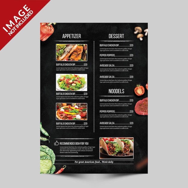 PSD eten menu flyer template zijde c