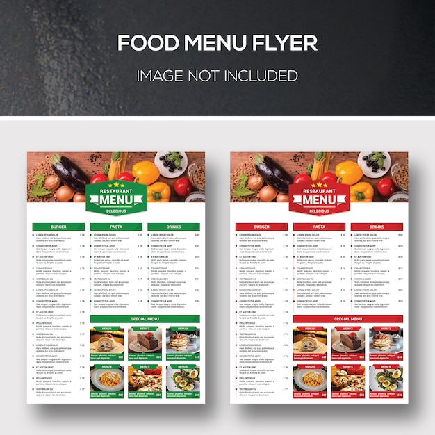 PSD eten menu flyer