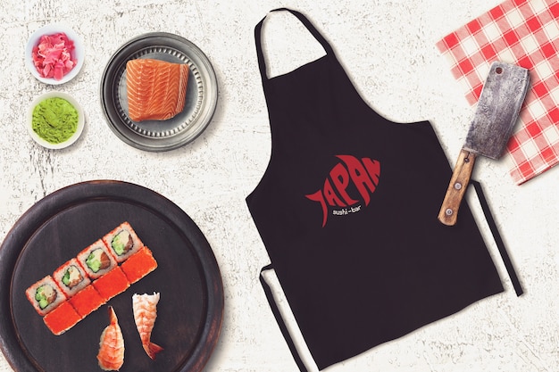 Eten mockup met sushi ontwerp