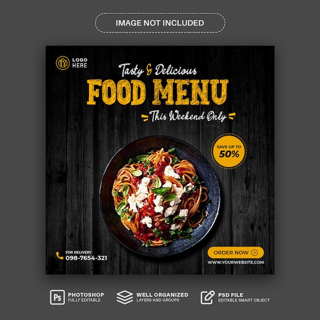 Eten poster en social media post banner eten sjabloon speciaal menu