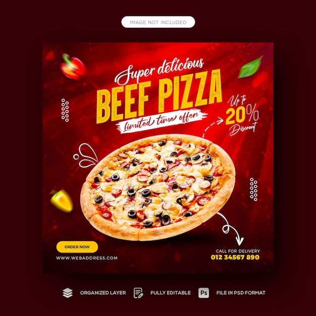 Eten social media banner en Instagram post sjabloonontwerp