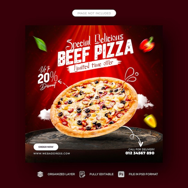 Eten social media banner en Instagram post sjabloonontwerp