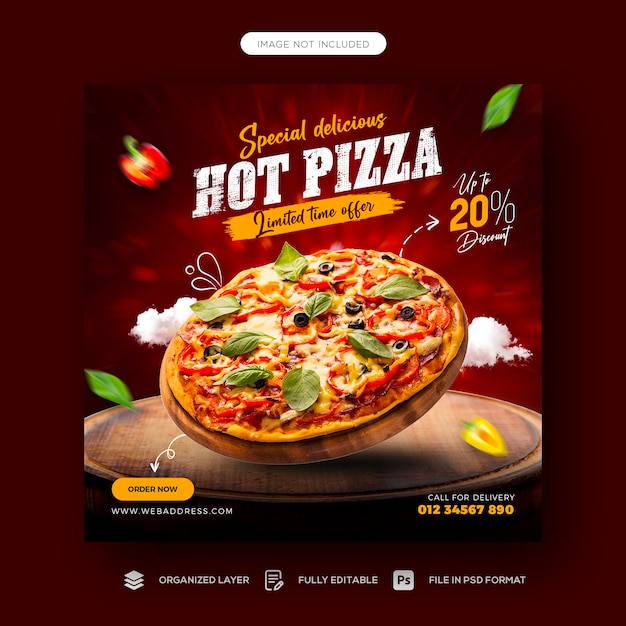 Eten social media banner en Instagram post sjabloonontwerp