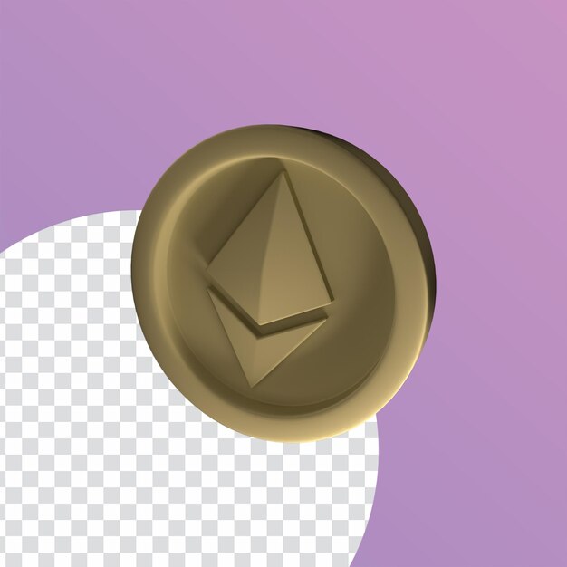 PSD rappresentazione 3d della moneta eth ethereum