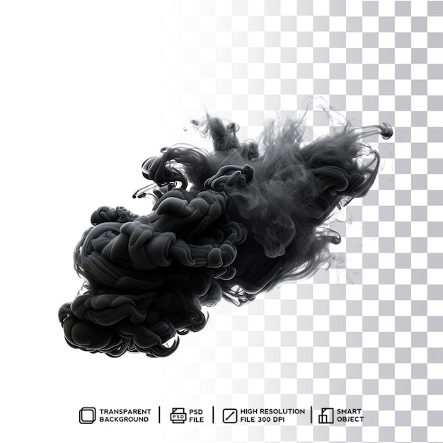 PSD ethereal realistic black smoke bomb effect on transparent background