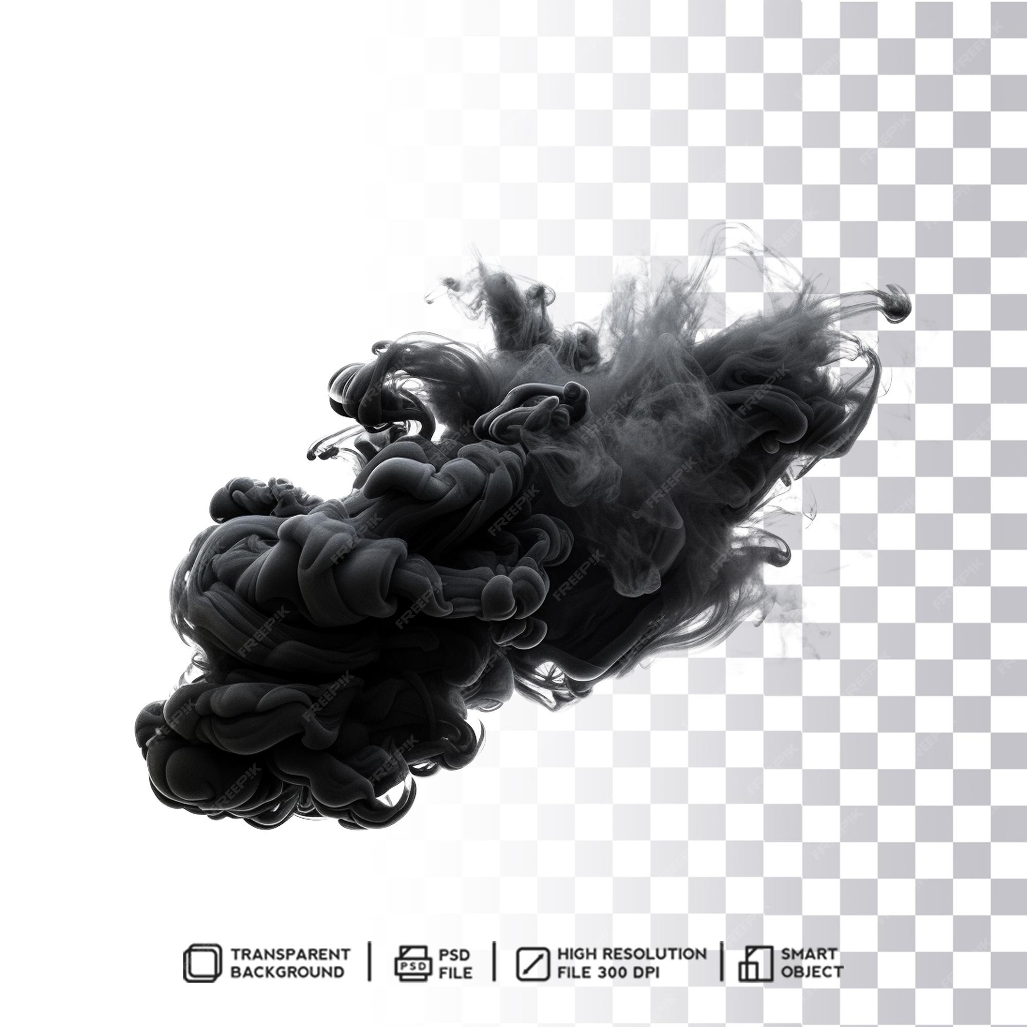 Premium PSD Ethereal realistic black smoke bomb effect on transparent