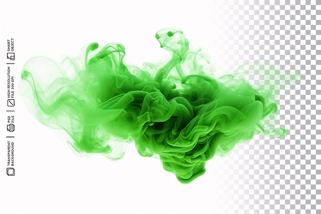 Ethereal realistic green smoke dust on transparent background