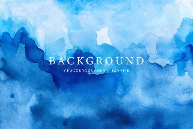 Ethereal waterverf een boeiende mix van abstracte blauw en wolkenachtige texturen achtergrond
