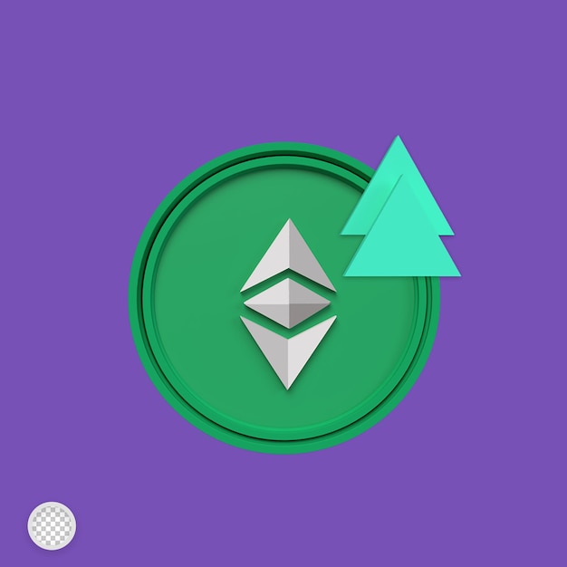 3d 렌더링 그림을 올라가는 Ethereum 클래식 암호 화폐