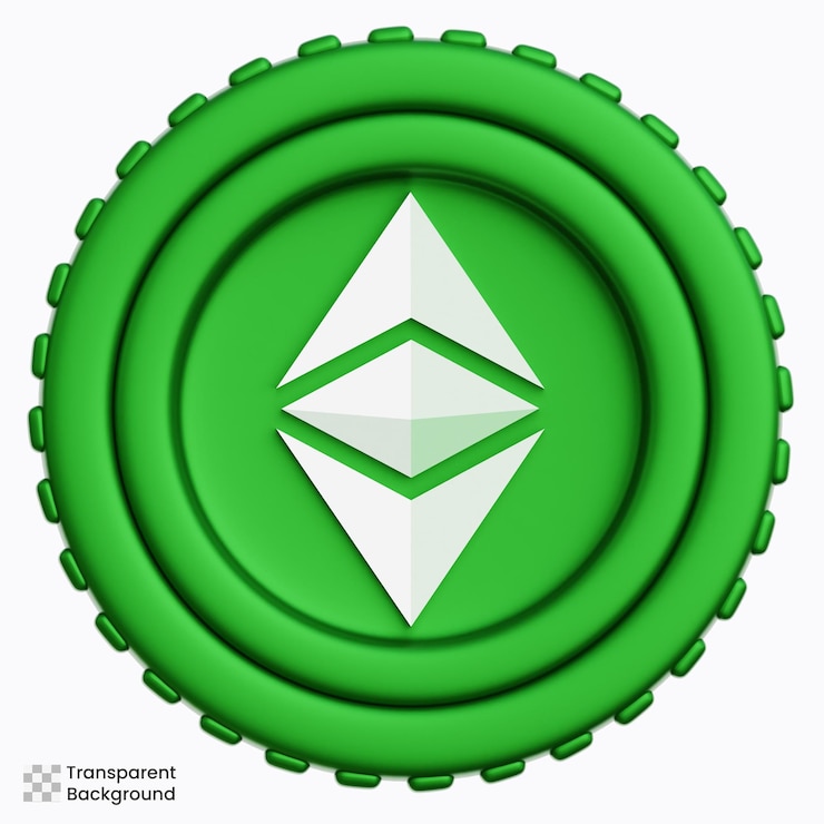 PSD ethereum cryptocurrency 3d illustration
