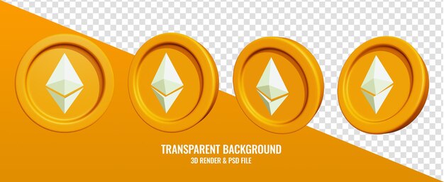 Значок ethereum с 3d-рендерингом