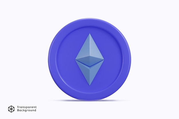Ethereum munt icoon 3d rendering vector illustratie