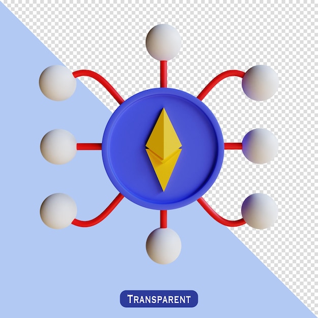 PSD ethereum network 3 d style