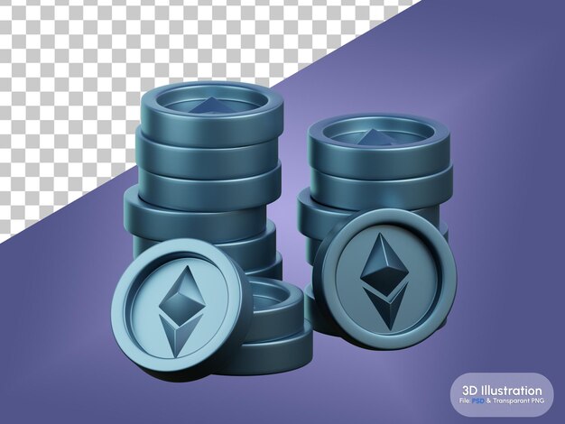 PSD ethereum stack cryptocurrency ethereum 3d-illustratie