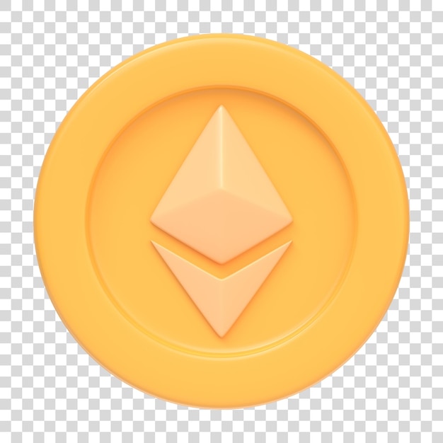 ethereum token isolated on white background 3d icon sign and symbol 3d render illustration