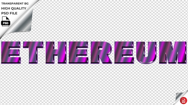 PSD ethereum typography purple light text metalic psd transparent