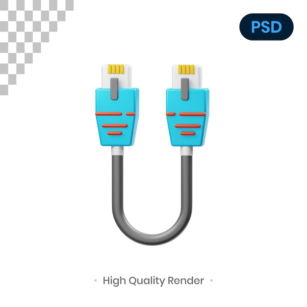 PSD illustrazione di rendering 3d ethernet psd premium