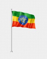 PSD ethiopische vlag op wit wordt geïsoleerd