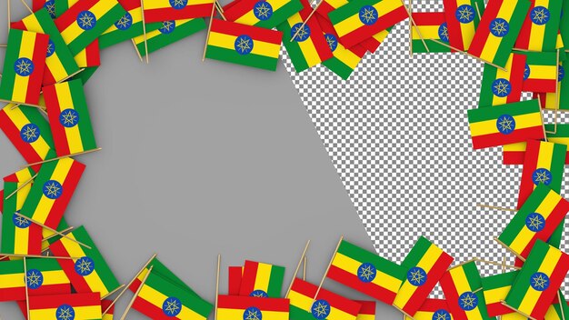 Ethiopische vlag verspreid over het frame 3d-rendering