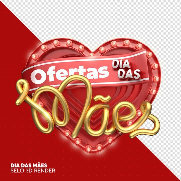 PSD etiqueta do ofertas dia das maes no brasil 3d render