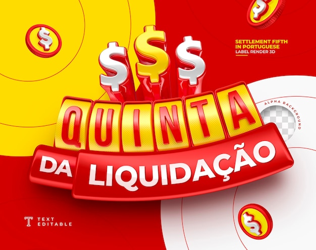 Etykieta Czwartku Ugody w portugalskim renderowaniu 3d dla kampanii marketingowej w Brazylii