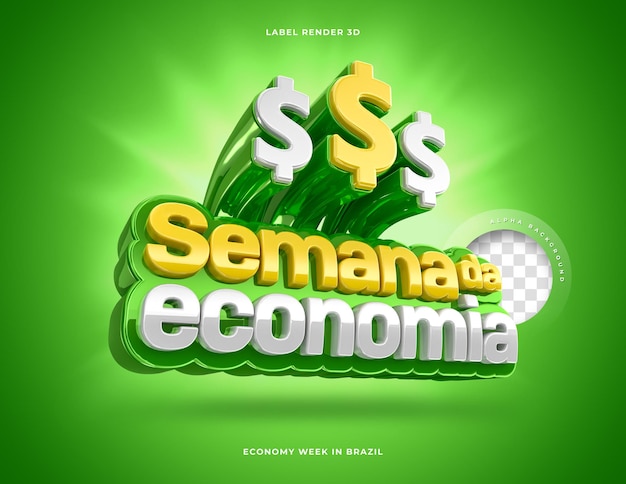 Etykieta Economy Week In Brazil 3d Render Green