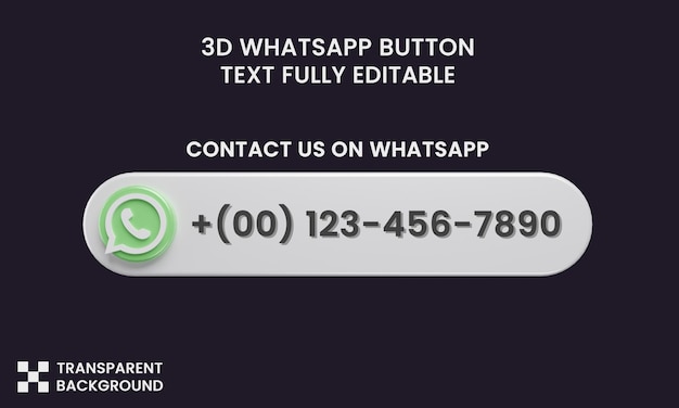 PSD etykieta whatsapp skontaktuj się z nami szablon przycisku w renderowaniu 3d