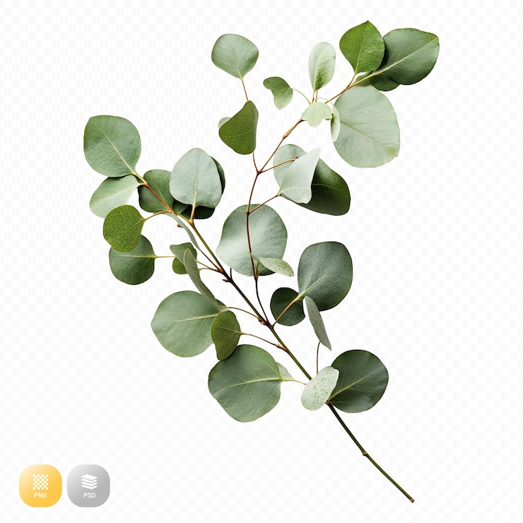 PSD eucalyptus object isolated from the background png file