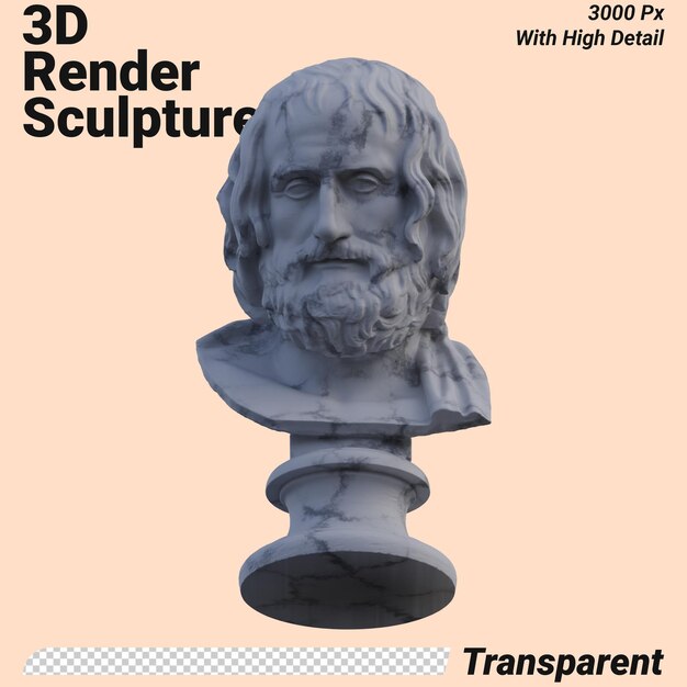 Statua di euripede 3d rende isolato perfetto per il vostro design