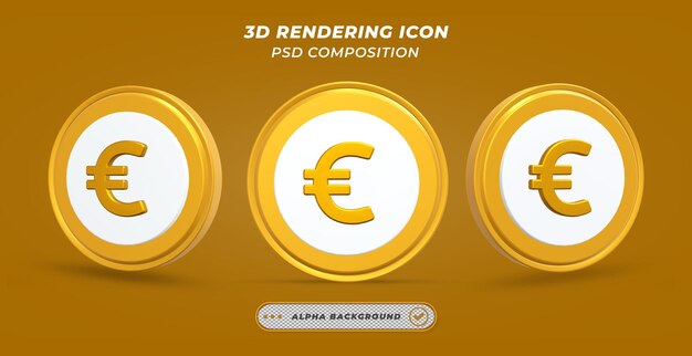 3d レンダリングでのユーロ硬貨のアイコン