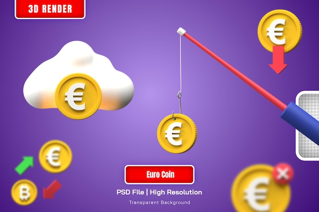 Euro coin illustration isolated 3d render