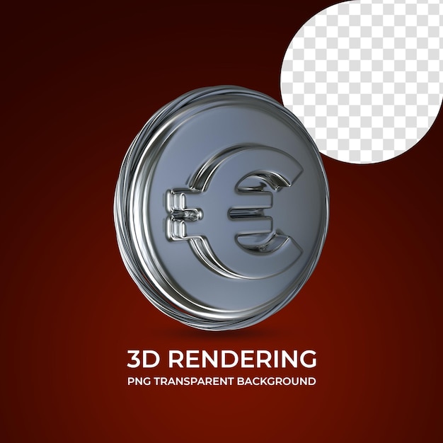 Euro currency symbol 3d rendering isolated transparent background