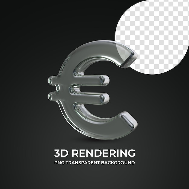 Simbolo di valuta euro 3d rendering isolato sfondo trasparente