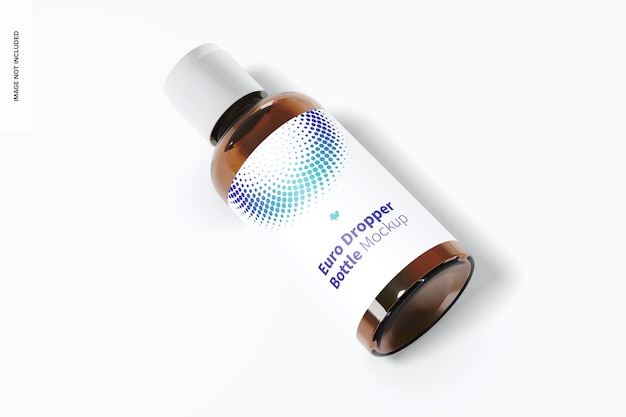 Euro Dropper Bottle with Orifice Reducers Mockup, Top View