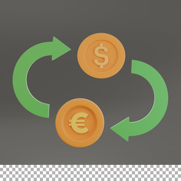 PSD euro en dollar exchange 3d-pictogram