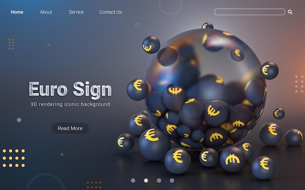 Euro geld teken abstracte glazen zeepbel iconische achtergrond voor sociale banner poster sjabloon 3d render