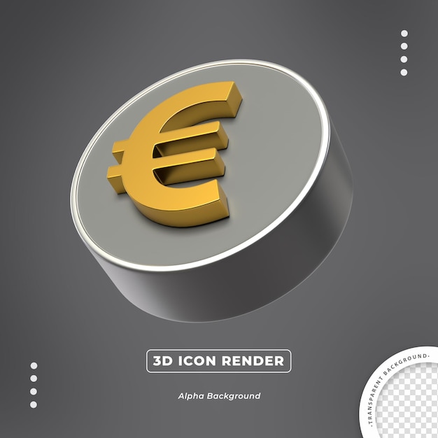 Euro goud 3d valuta geïsoleerd pictogram zijaanzicht renderen