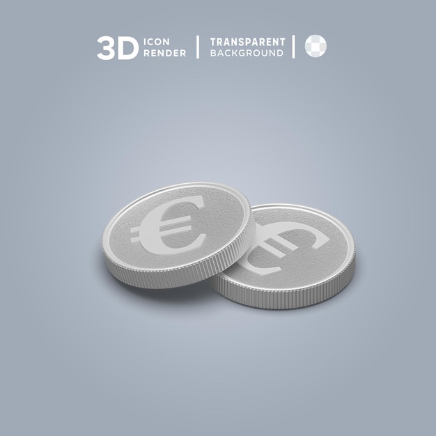 Euro-munt 3d-illustratie met 3d-icoon gekleurd geïsoleerd
