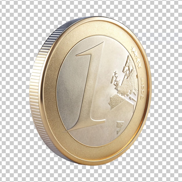 PSD iconica di moneta d'oro del segno dell'euro isolata illustrazione di rendering 3d