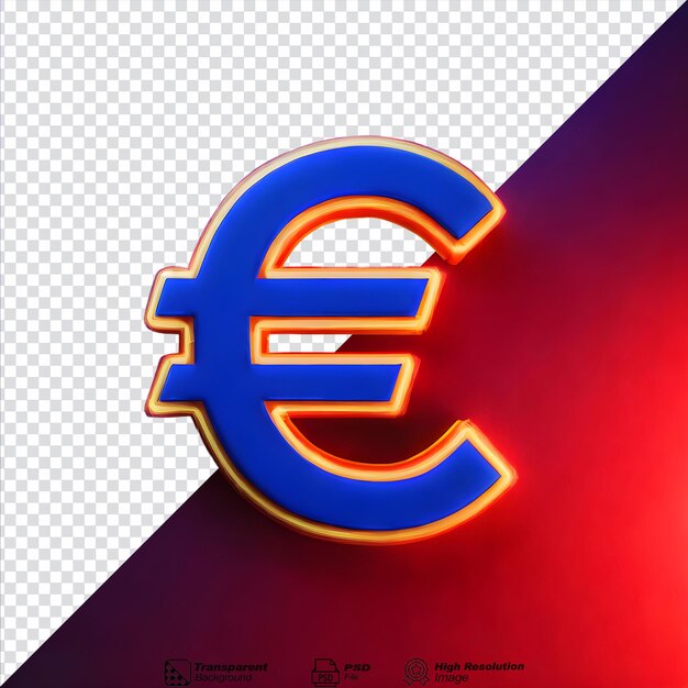 PSD euro-symbool 3d geïsoleerd op transparante achtergrond