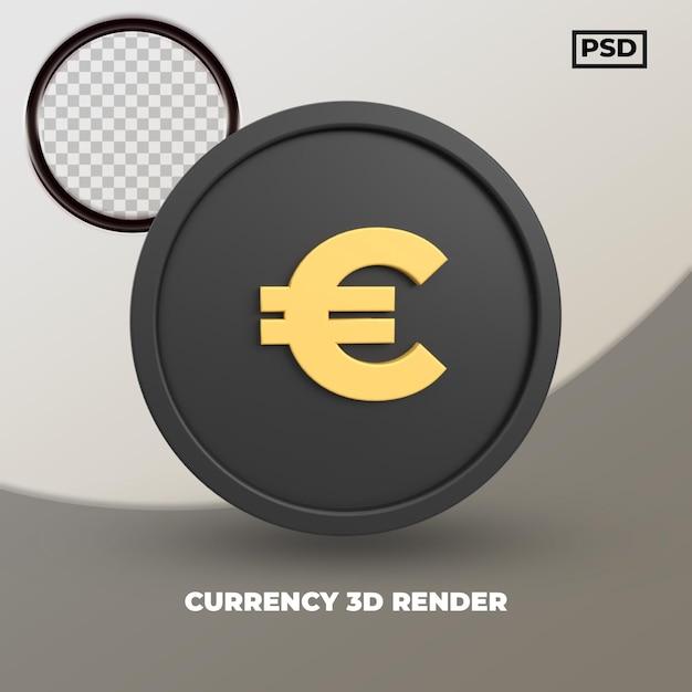 PSD euro valuta 3d render zwart