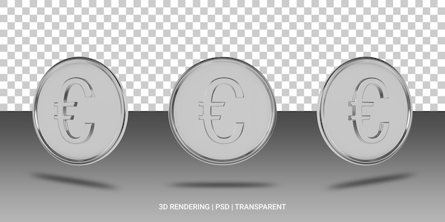 PSD euro zilveren munt 3d-pictogram