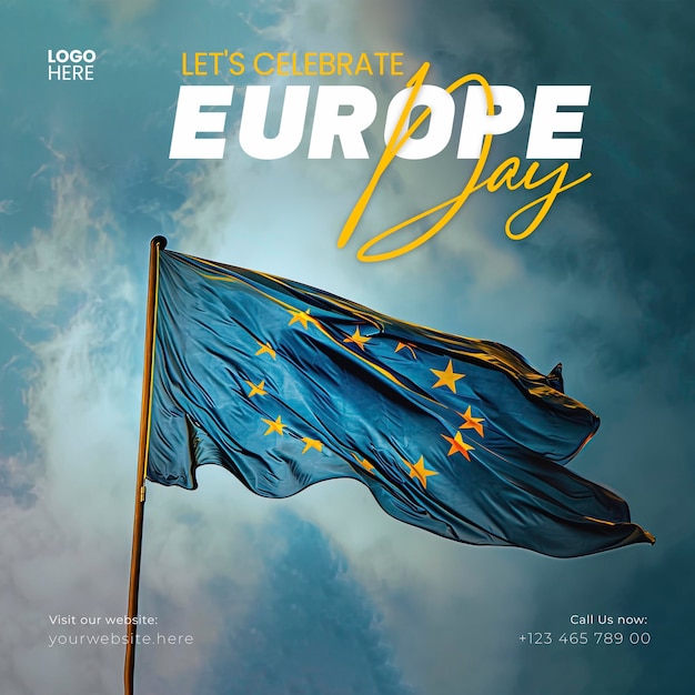 Europadag 09 mei instagram-berichtensjabloon sociale media-postsjabloon en poster