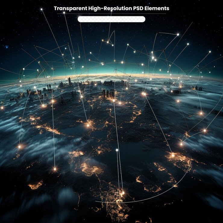 PSD europe city lights elements of this transparent image furnished