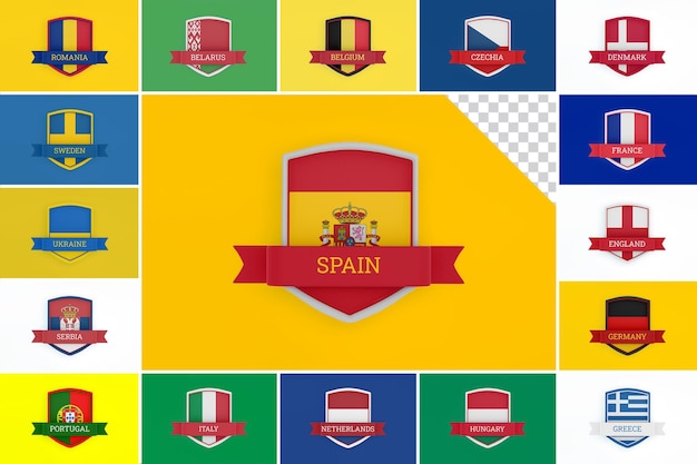 PSD insegne del nastro delle bandiere del mondo dell'europa