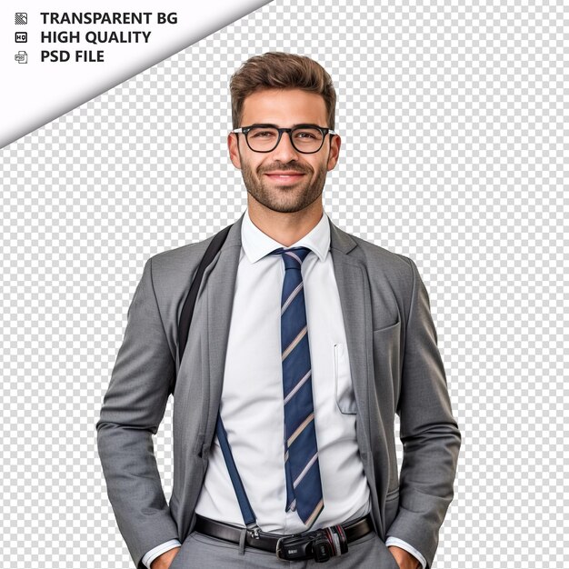 PSD european man accountant on white background white isolate