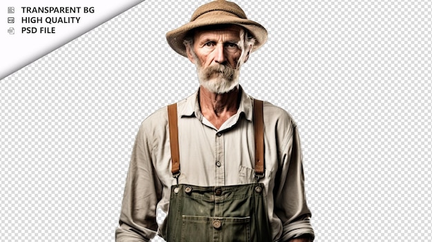 PSD european man farmer on white background white isolated ba